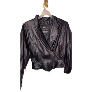 Vintage Wilsons Leather 1980s Cropped Moto Jacket Women Size Med